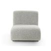 Boucle grey floor chair with black wooden frame