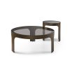 Coffee table with 8mm tempered smoked black glass top and antique bronze steel legs