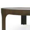 Coffee table with 8mm tempered smoked black glass top and antique bronze steel legs