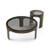 Coffee table with 8mm tempered smoked black glass top and antique bronze steel legs