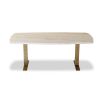 White marble top dining table with brushed brass legs