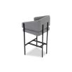 Squared wrap-around bar stool with boucle grey upholstery and black frame