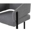 Squared wrap-around bar stool with boucle grey upholstery and black frame