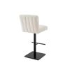 Square bar stool with upholstered in boucle sand with fluting details