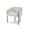 Squared wrap-around chair with neutral upholstery and black frame