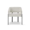 Squared wrap-around chair with neutral upholstery and black frame