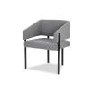 Squared wrap-around chair with grey upholstery and black frame