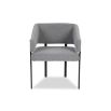 Squared wrap-around chair with grey upholstery and black frame