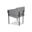 Squared wrap-around chair with grey upholstery and black frame