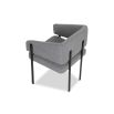 Squared wrap-around chair with grey upholstery and black frame