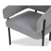 Squared wrap-around chair with grey upholstery and black frame