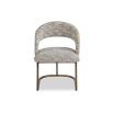 Modern silhouette dining chair with bronze frame and sherpa grey upholstery