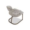 Modern silhouette dining chair with bronze frame and sherpa grey upholstery