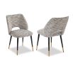 Dining chair with sherpa grey textured upholstery 