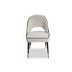 Boucle sand upholstered dining chair with black piping in a set of 2