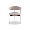 Minimal style dining chair in Kaster Light Grey with rounded seat and curved backrest