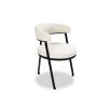 Minimal style dining chair in Pilman Beige with rounded seat and curved backrest