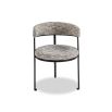 Minimal style dining chair in sherpa grey with rounded seat and curved backrest.