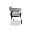 Minimal style dining chair in sherpa grey with rounded seat and curved backrest.