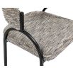 Elegant textured grey upholstered dining chair with arched black steel legs