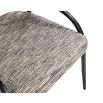 Elegant textured grey upholstered dining chair with arched black steel legs