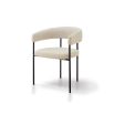 Dining chair with steel black frame and wrap-around backrest in neutral upholstery