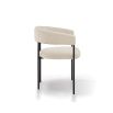 Dining chair with steel black frame and wrap-around backrest in neutral upholstery