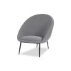 Elegant tub chair in boucle grey upholstery with black legs