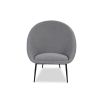 Elegant tub chair in boucle grey upholstery with black legs