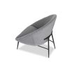 Elegant tub chair in boucle grey upholstery with black legs