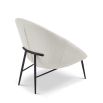 Elegant tub chair in neutral boucle upholstery with black legs