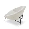 Elegant tub chair in neutral boucle upholstery with black legs