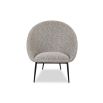 Elegant tub chair in neutral grey upholstery with black legs