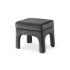 Square stool with four legs, upholstered in Sysley Chalk II velvet