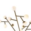 Tree-like floor lamp with brass stem and 16 round shades