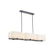 Matte black ceiling light with three square shades for glamorous glow