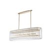 Gorgeous ceiling light with brass accents and design consisting of clear glass rods