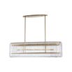 Gorgeous ceiling light with brass accents and design consisting of clear glass rods