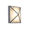 Geometric style wall lamp with faux alabaster shade.