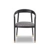 Black scandi structured dining chair with black and white pattern seat