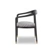 Black scandi structured dining chair with black and white pattern seat