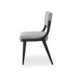 Black and white speckled upholstered chair with black frame