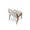 Scandi inspired dining chair with brown wood frame and cream upholstery