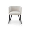 Boucle dining chair with wrap-around backrest and tapered legs