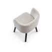 Boucle dining chair with wrap-around backrest and tapered legs