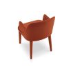 Dining chair with arms upholstered in rust red recycled fabric