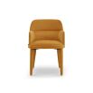 Mustard coloured dining chair with arms upholstered in recycled velvet