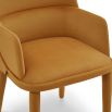 Mustard coloured dining chair with arms upholstered in recycled velvet