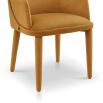 Mustard coloured dining chair with arms upholstered in recycled velvet