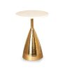 Conical base gold side tables with round marble top